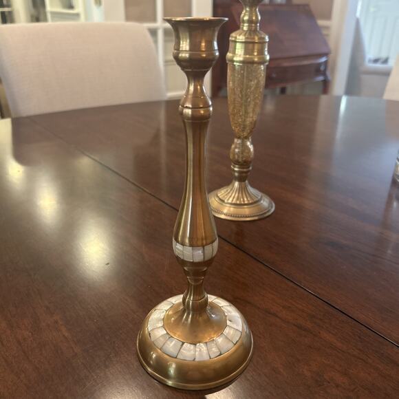 VTG Solid BRASS Candle Holders Candlesticks Round Base Set Of 4 Made in India - Picture 4 of 5